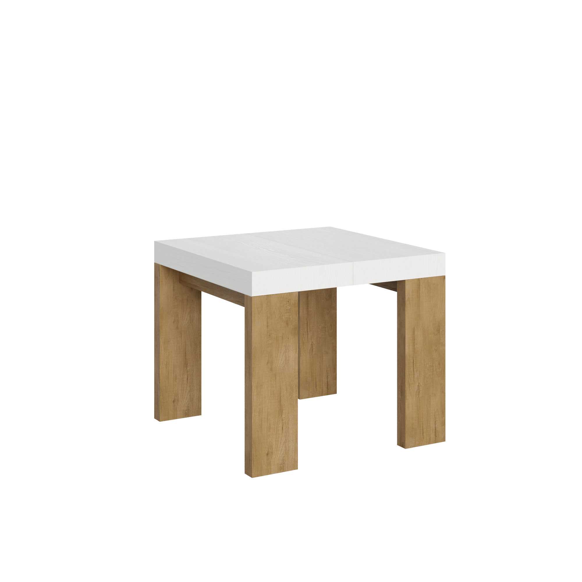 Itamoby Tavolo Roxell Mix Allungabile Piano Bianco Frassino Gambe Quercia Natura 90×90 Allungato 246 shopping online