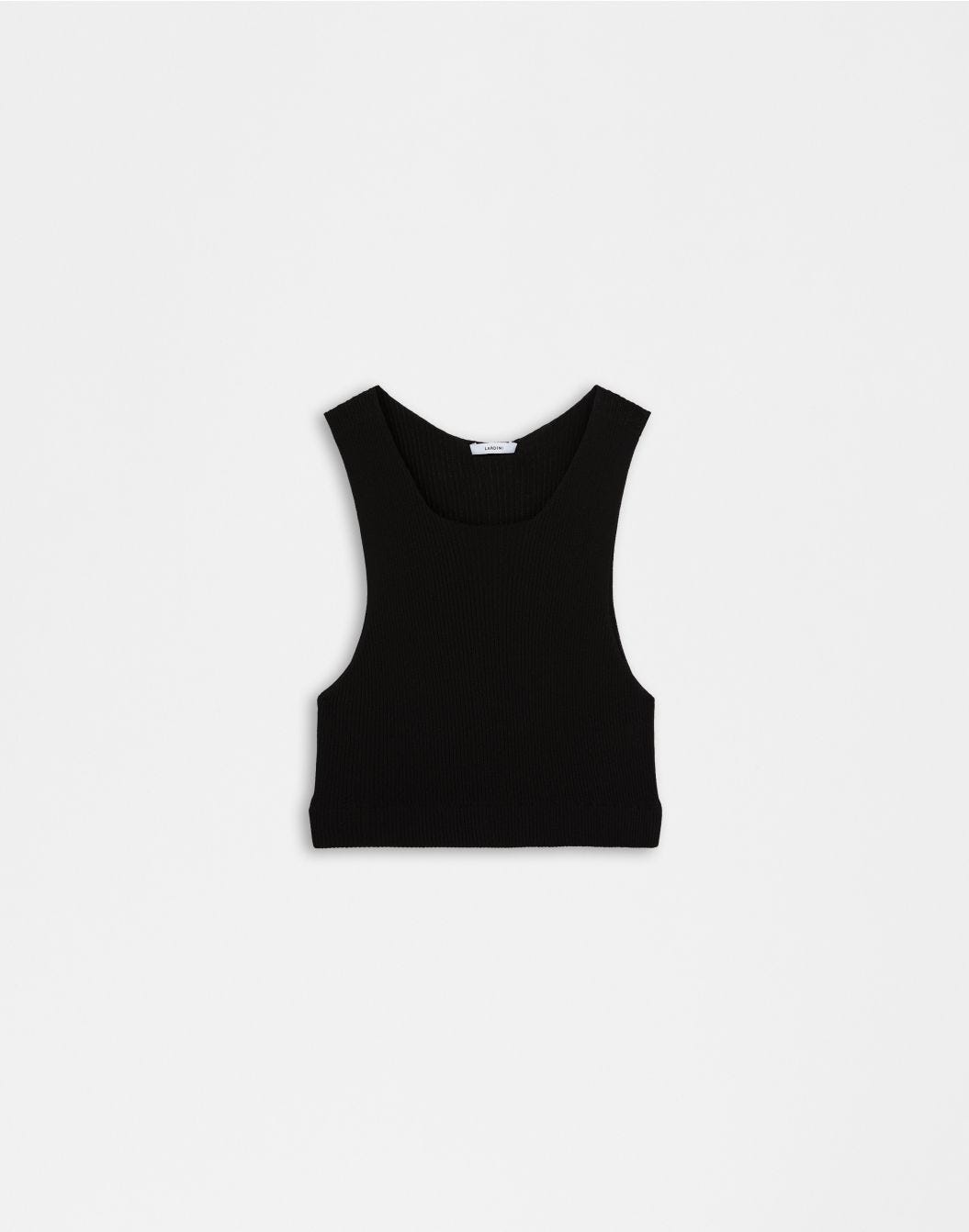 Lardini Top corto in maglia a costina nero in viscosa shopping online