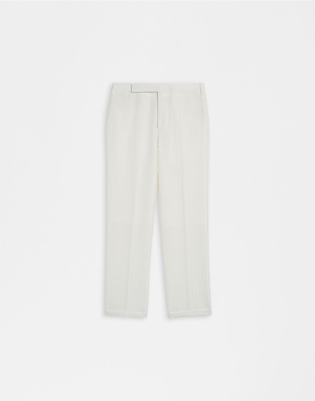 Lardini Pantalone in tela di lana gessata lurex bianco-argento shopping online