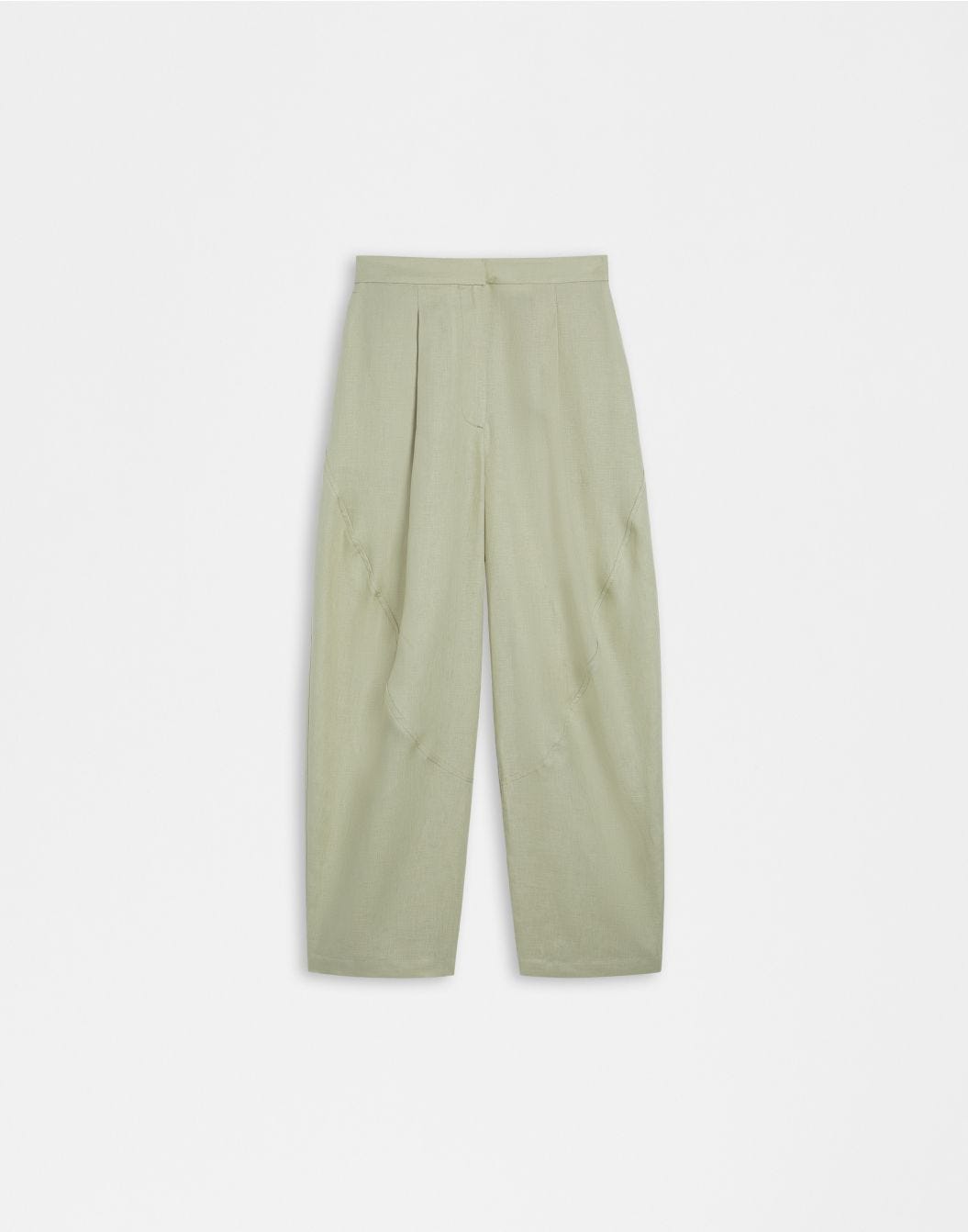 Lardini Pantalone ampio a vita bassa in tela di lino verde shopping online