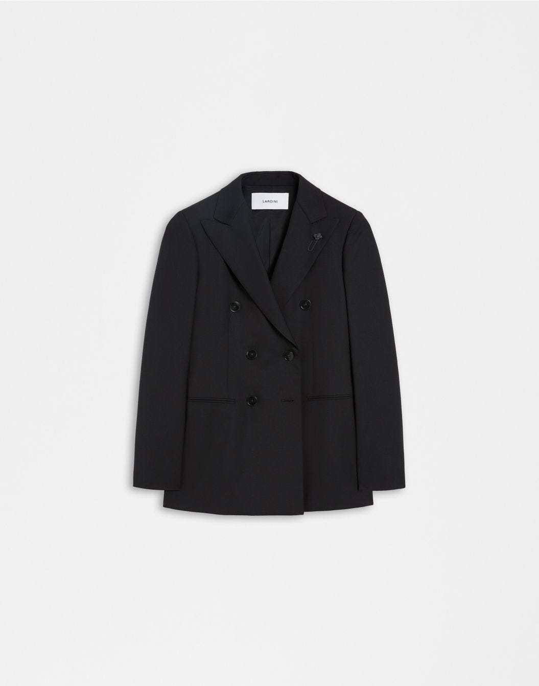 Lardini Blazer doppiopetto nero in tela di lana stretch shopping online