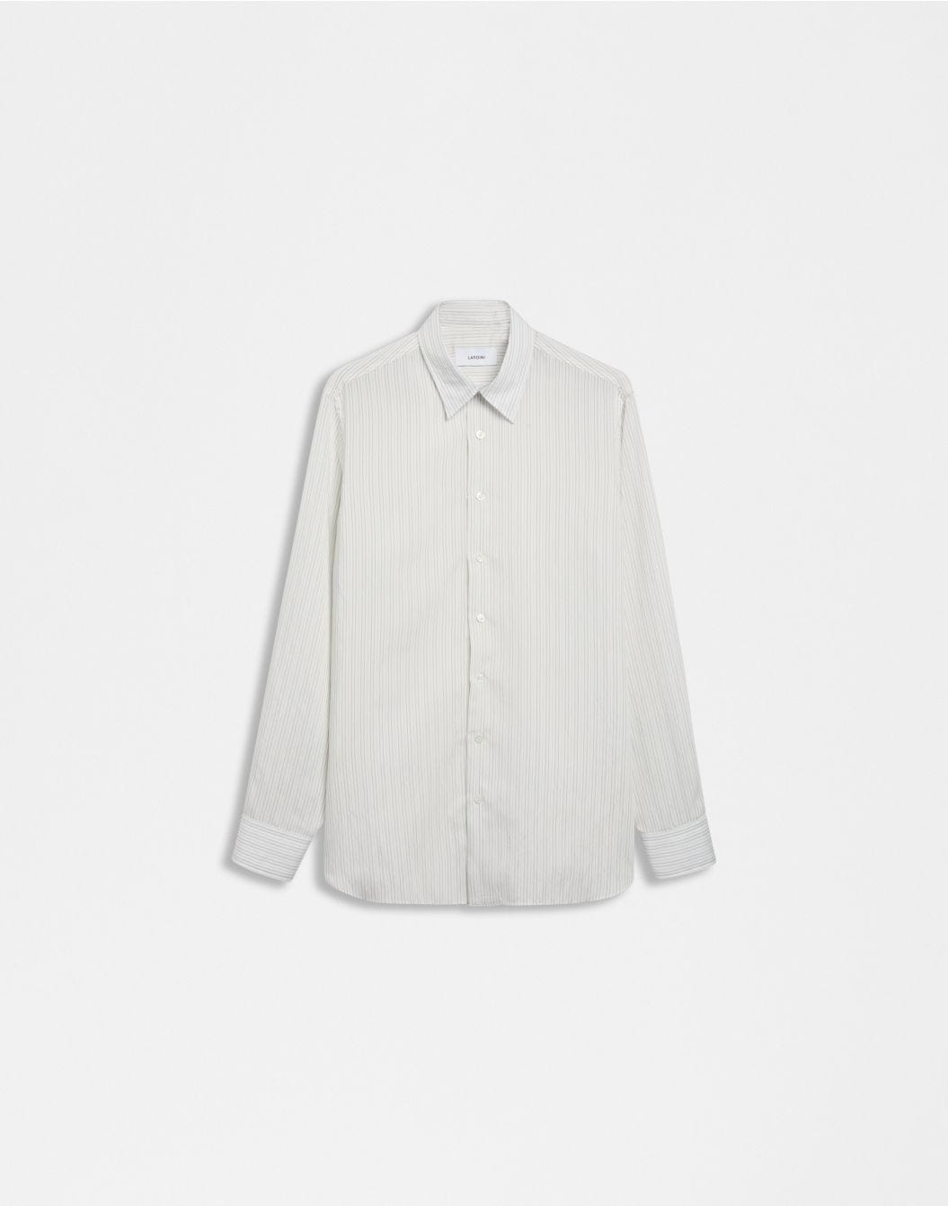 Lardini Camicia bianca a righe in popeline soft touch shopping online