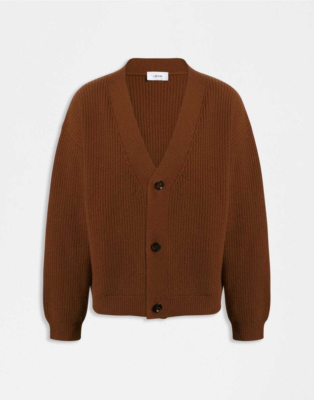 Lardini Cardigan nocciola in lana e cashmere shopping online