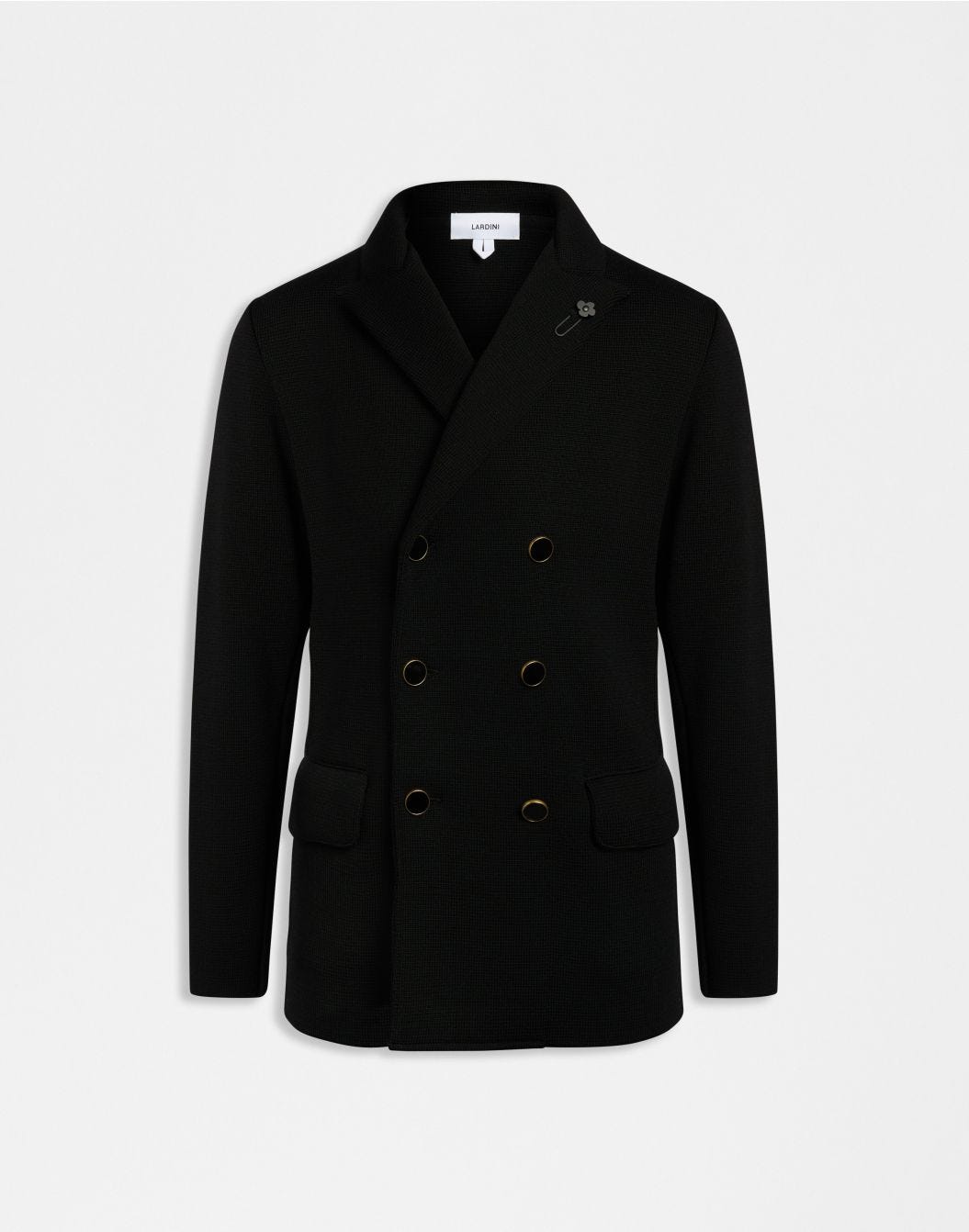 Lardini Peacoat nero doppiopetto in lana merino 100% shopping online