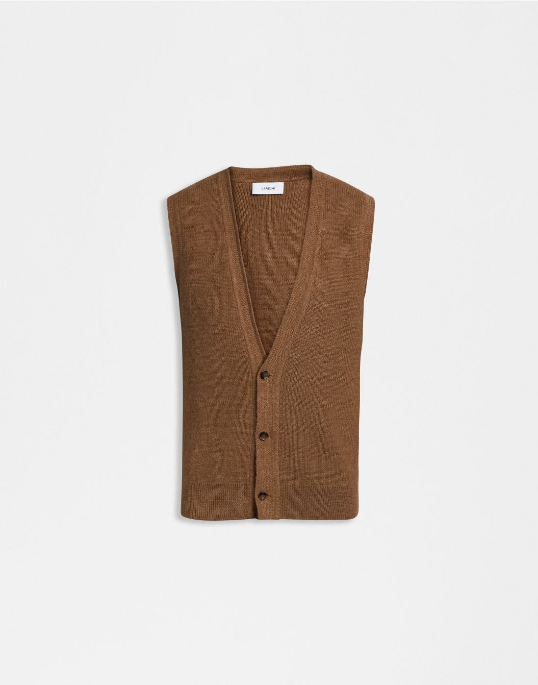 Lardini Gilet nocciola in maglia di lana bio e alpaca shopping online