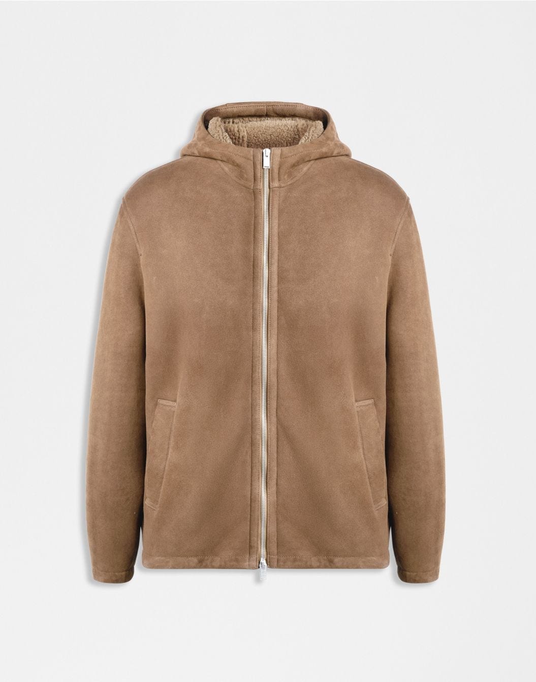 Lardini Giubbino con cappuccio in pelle di montone merino nocciola shopping online