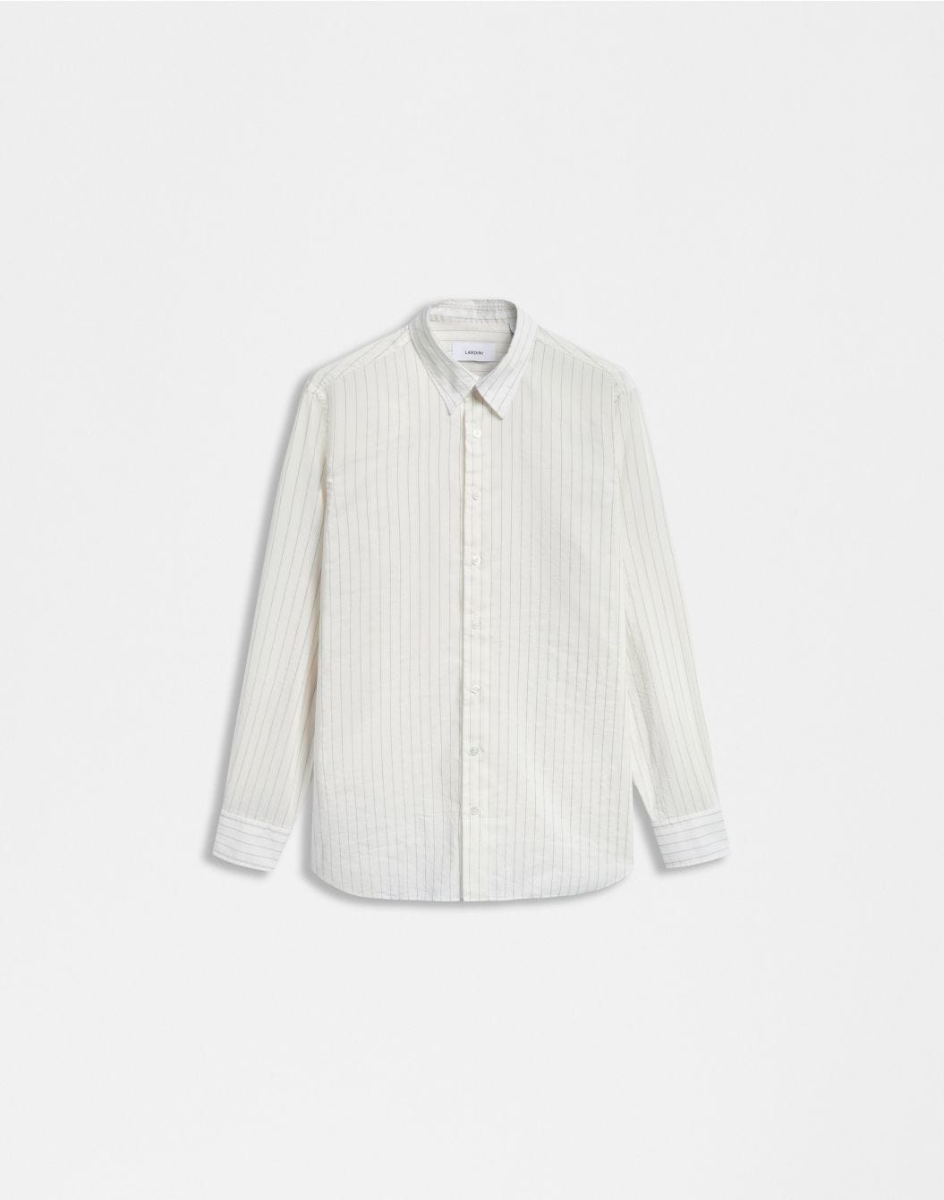 Lardini Camicia bianca a righe con collo italiano shopping online