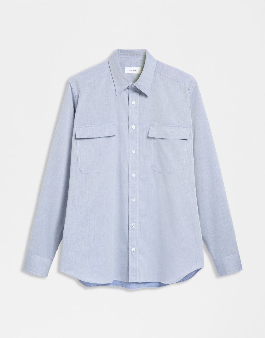 Lardini Camicia relaxed celeste in twill di cotone misto lana shopping online