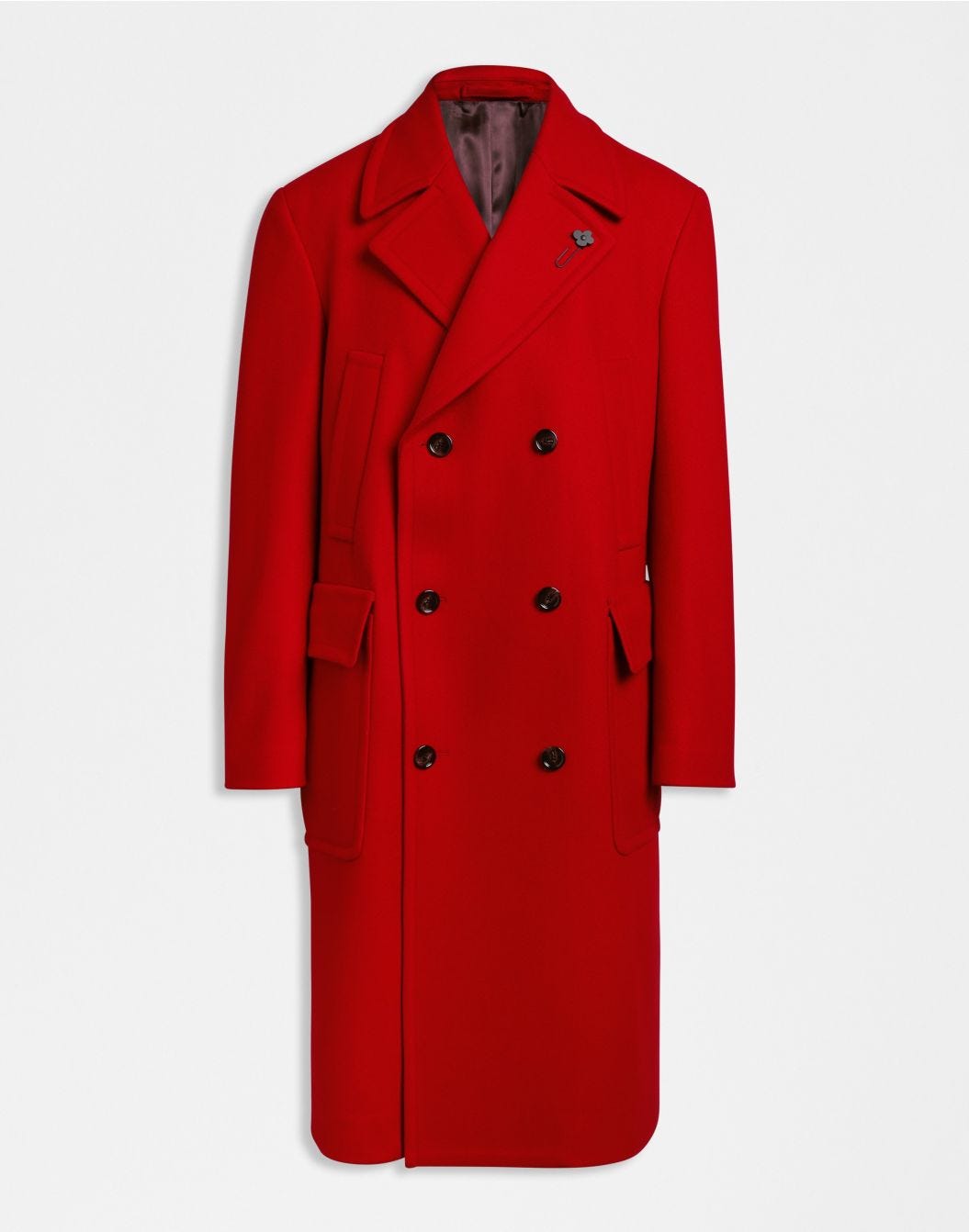 Lardini Cappotto doppiopetto rosso in tessuto misto lana shopping online