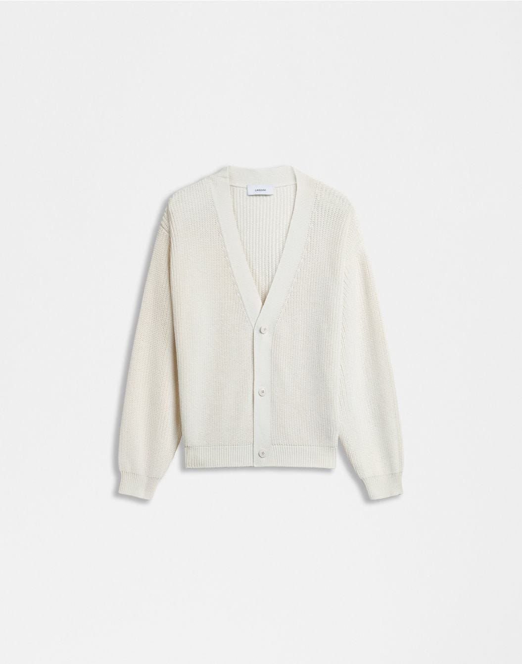 Lardini Cardigan bianco in cotone crêpe e lavorazione a coste shopping online