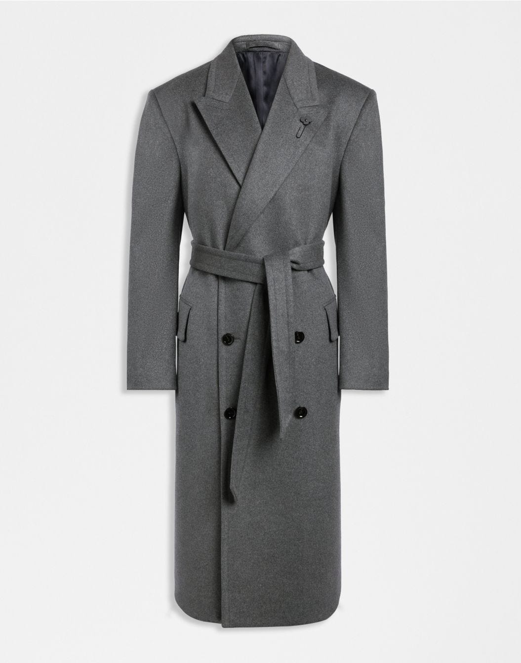 Lardini Cappotto doppiopetto grigio in puro cashmere riciclato shopping online