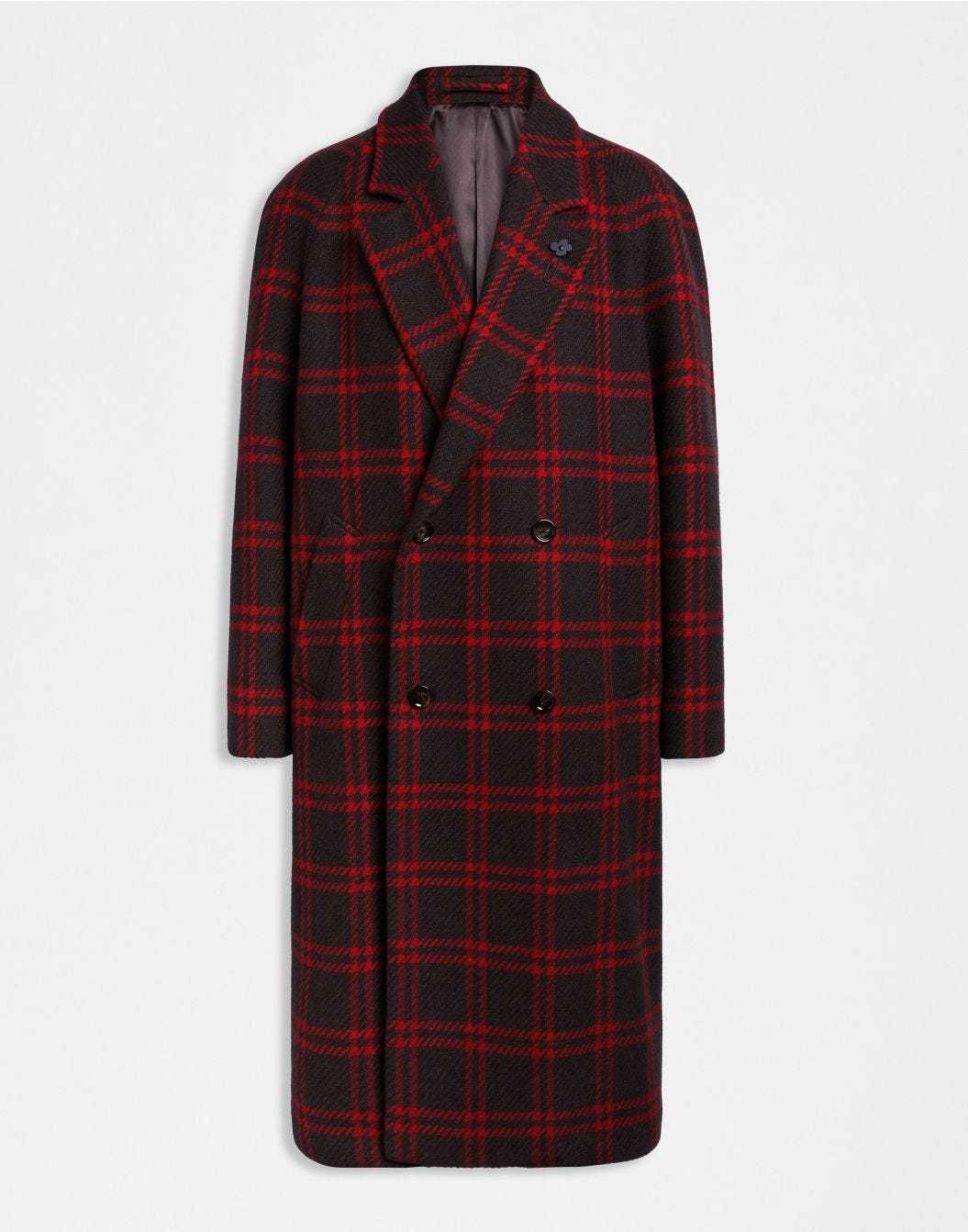 Lardini Cappotto doppiopetto maxi quadro in lana inglese shetland shopping online