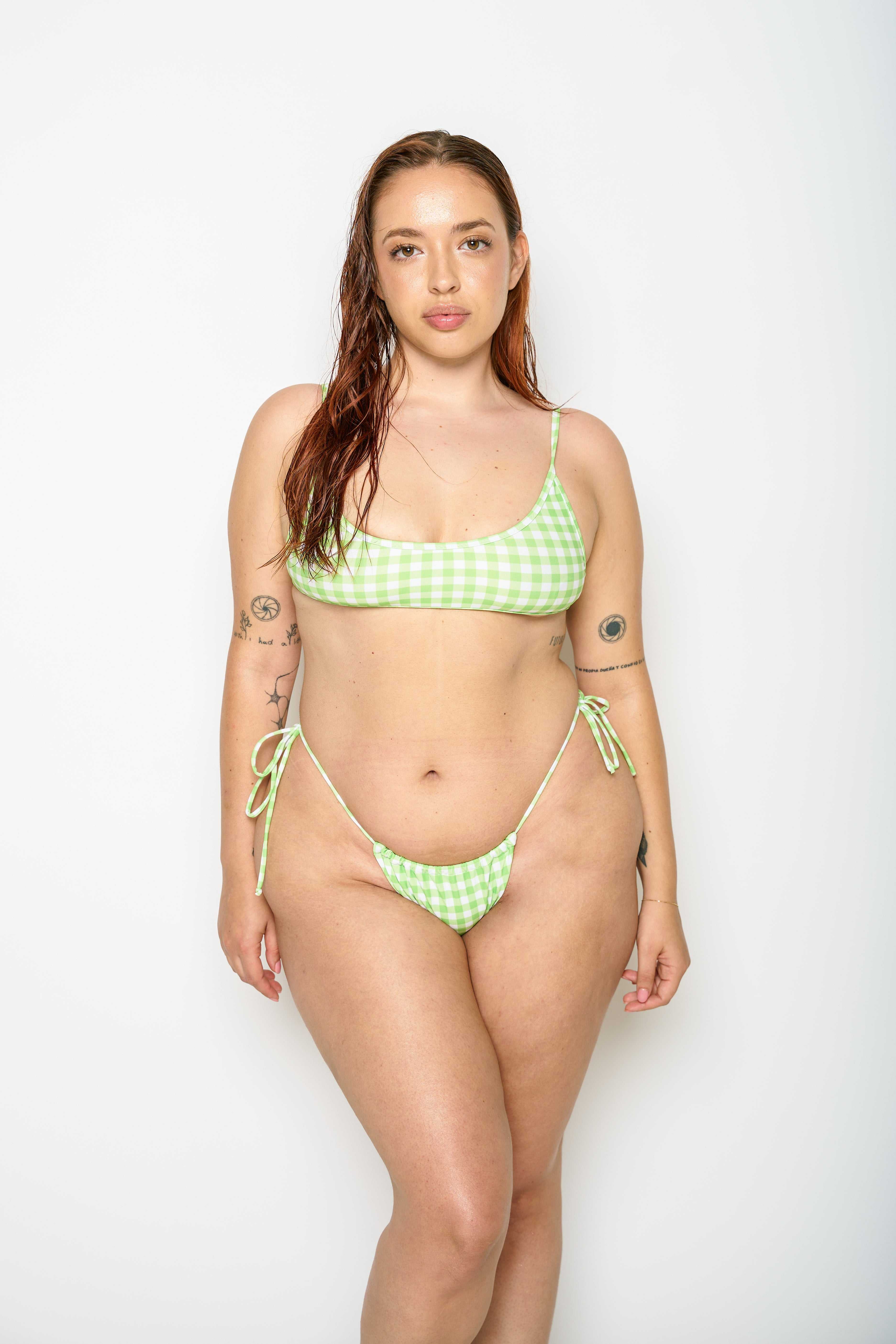 Not After Ten GREEN AND WHITE GINGHAM BRALETTE BIKINI TOP shopping online