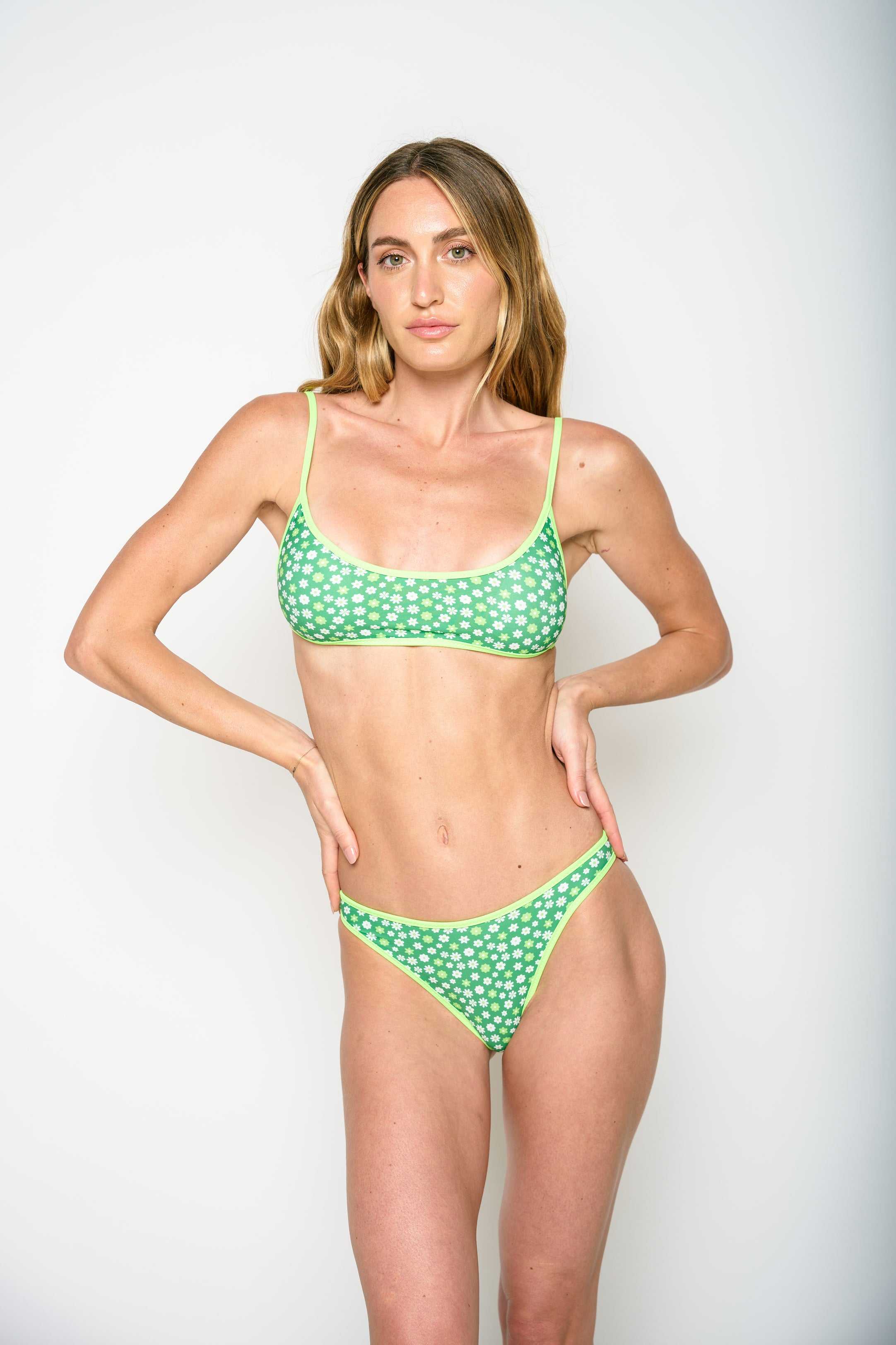 Not After Ten GREEN FLORAL HIGH CUT CHEEKY BOTTOM shopping online