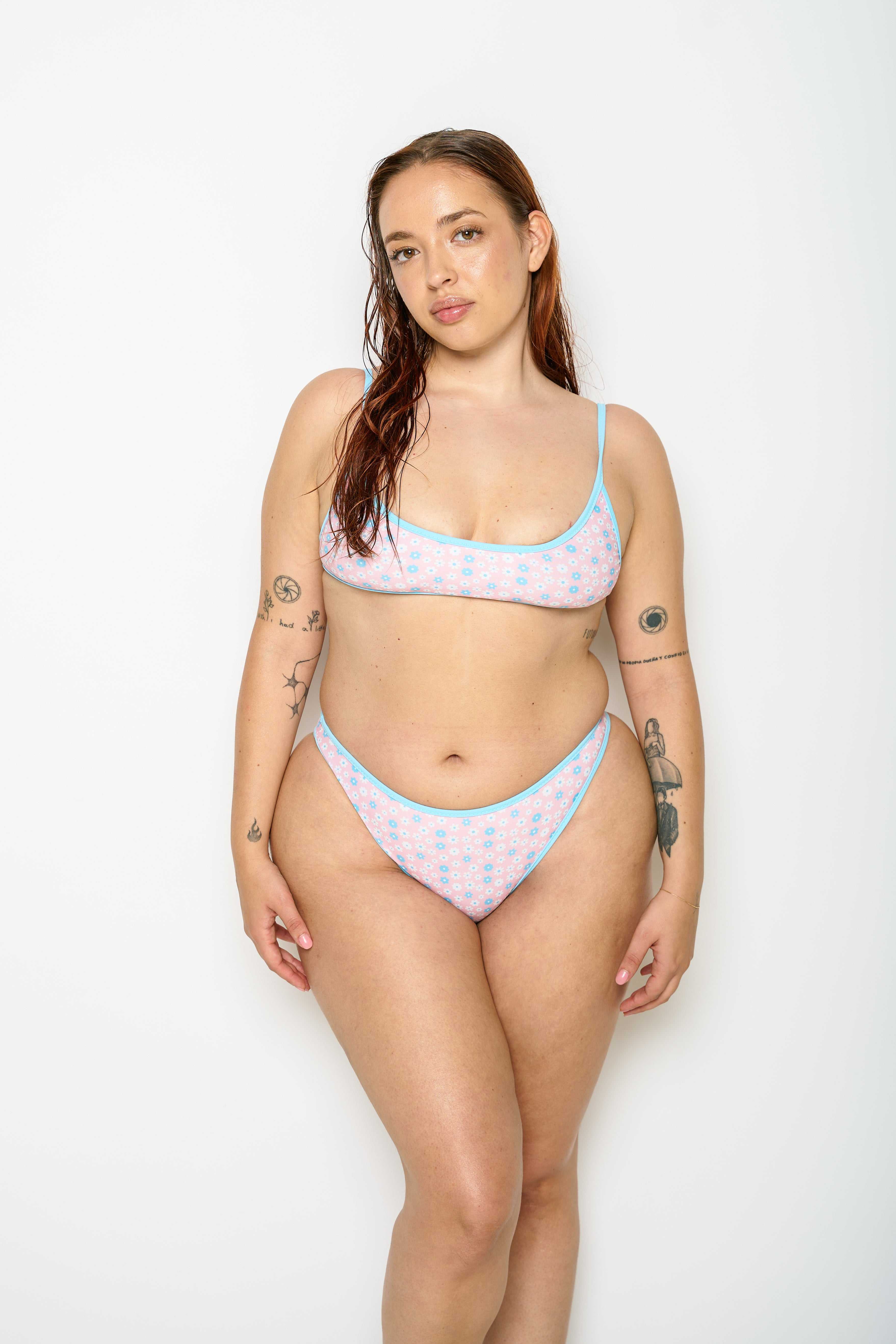 Not After Ten PINK FLORAL HIGH CUT CHEEKY BOTTOM shopping online