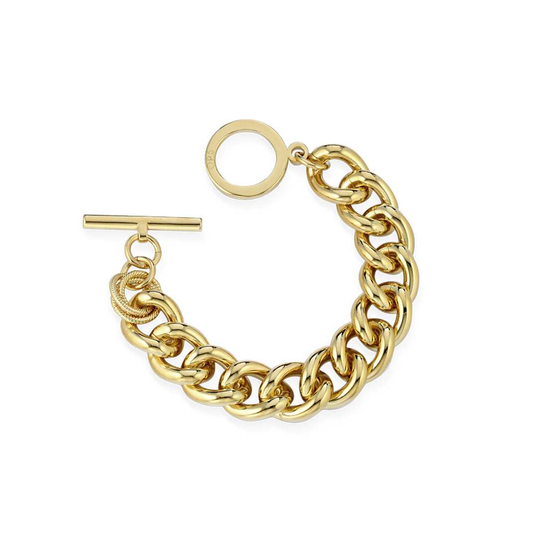 Opsobjects VICTORIA bracciale medio oro giallo con maglia groumette e chiusura T bar shopping online