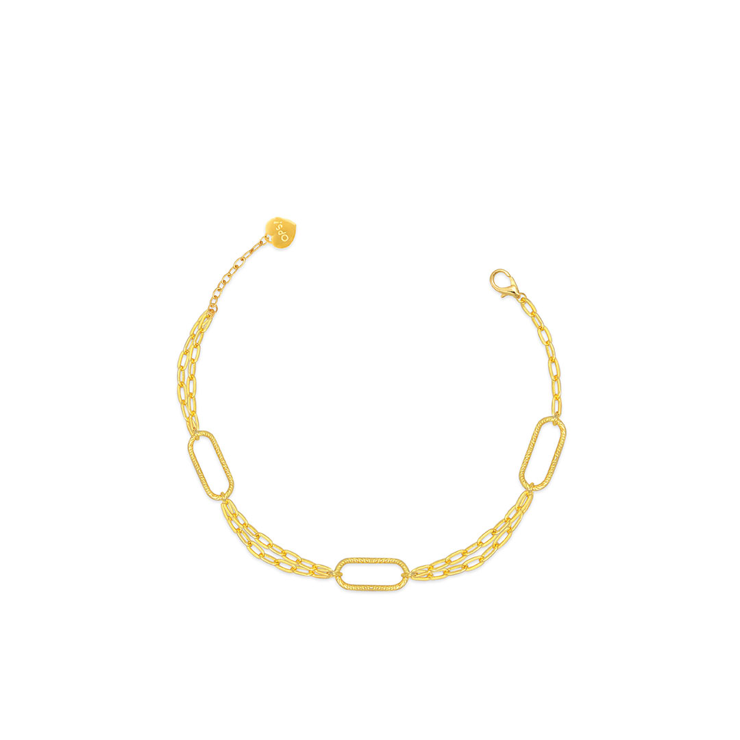 Opsobjects GRACE bracciale con doppia catena e tre maglie ovali diamantate shopping online