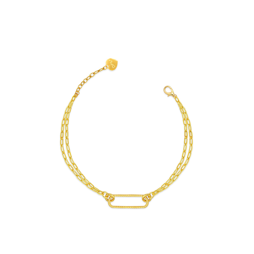 Opsobjects GRACE bracciale con doppia catena e maglia centrale ovale diamantata shopping online