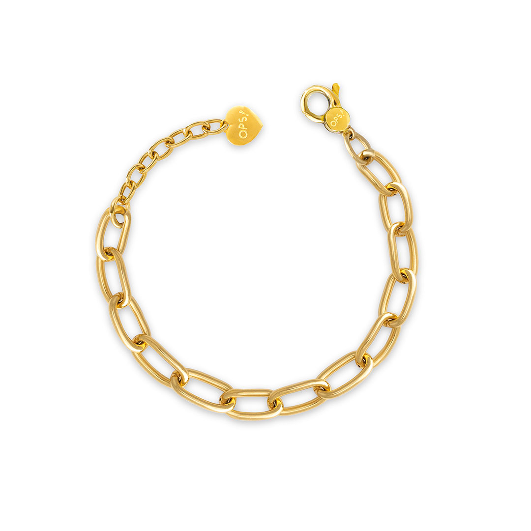 Opsobjects VICTORIA bracciale oro giallo con maglia paper clip shopping online