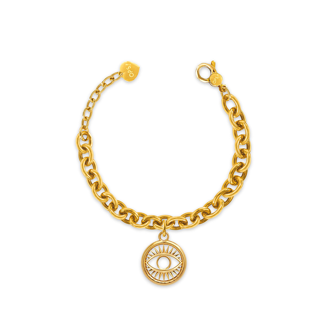 Opsobjects VICTORIA bracciale oro giallo con medaglia occhio shopping online