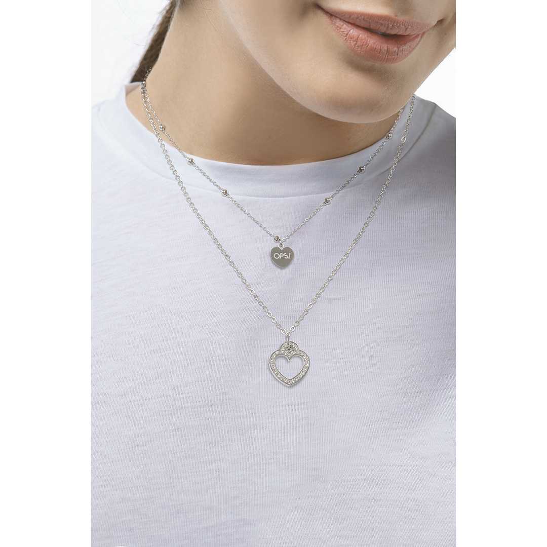 Opsobjects CRYSTAL VIBES collana doppia catena cuori shopping online