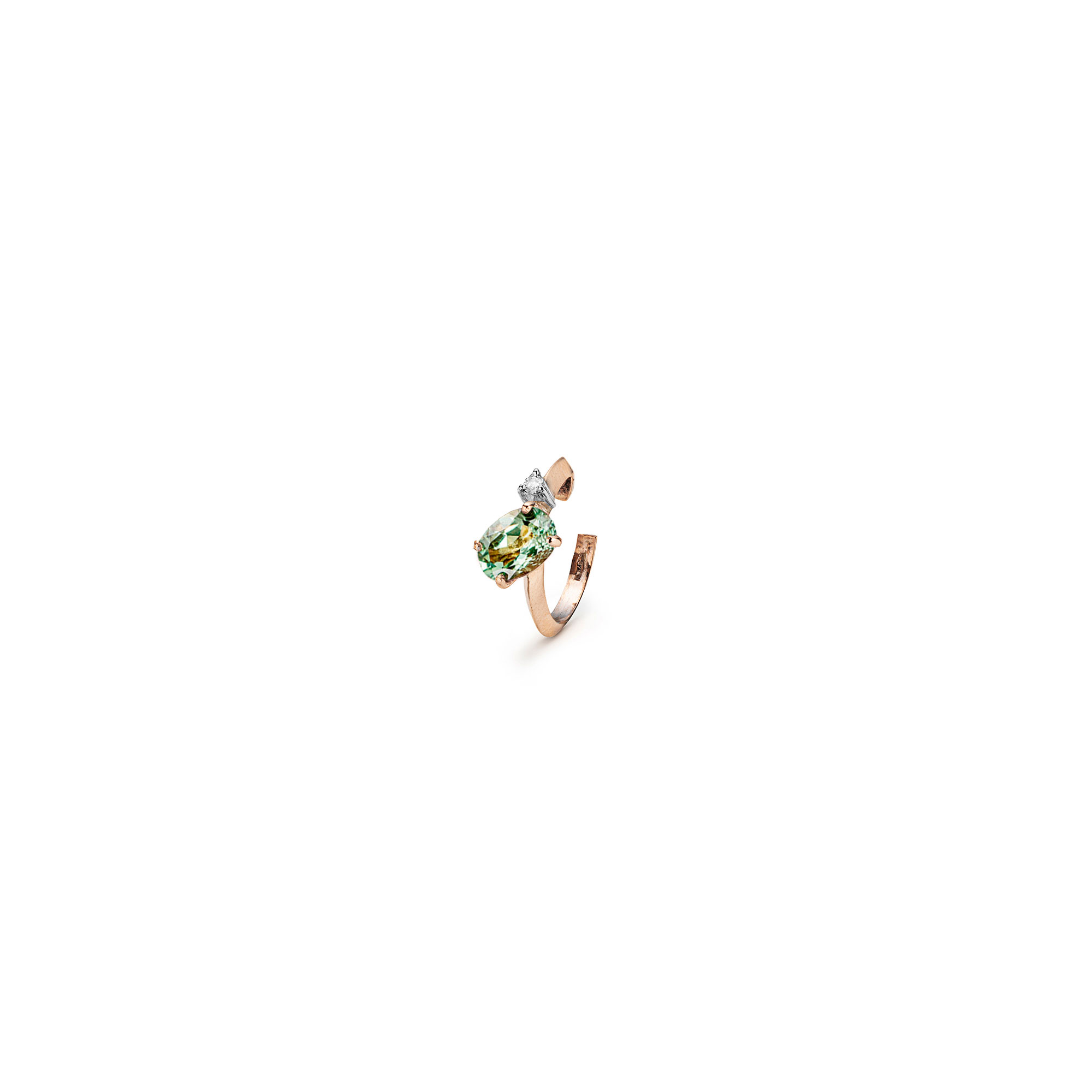 Paola Grande Gioielli BALANCE Ear cuff 'Balance' oro rosa con tormalina verde chiaro shopping online