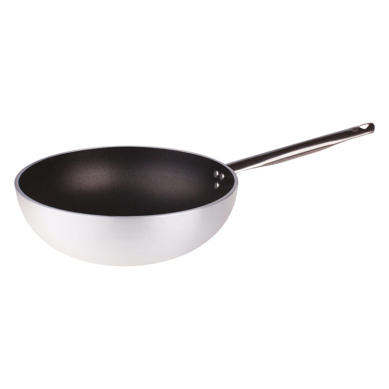 Pentole Agnelli Wok antiaderente a fondo piano in alluminio 5mm – 1 manico shopping online