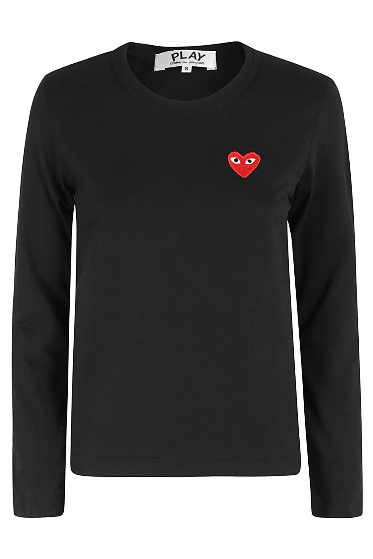 COMME DES GARCONS PLAY T-Shirt Manica Lunga Nera shopping online