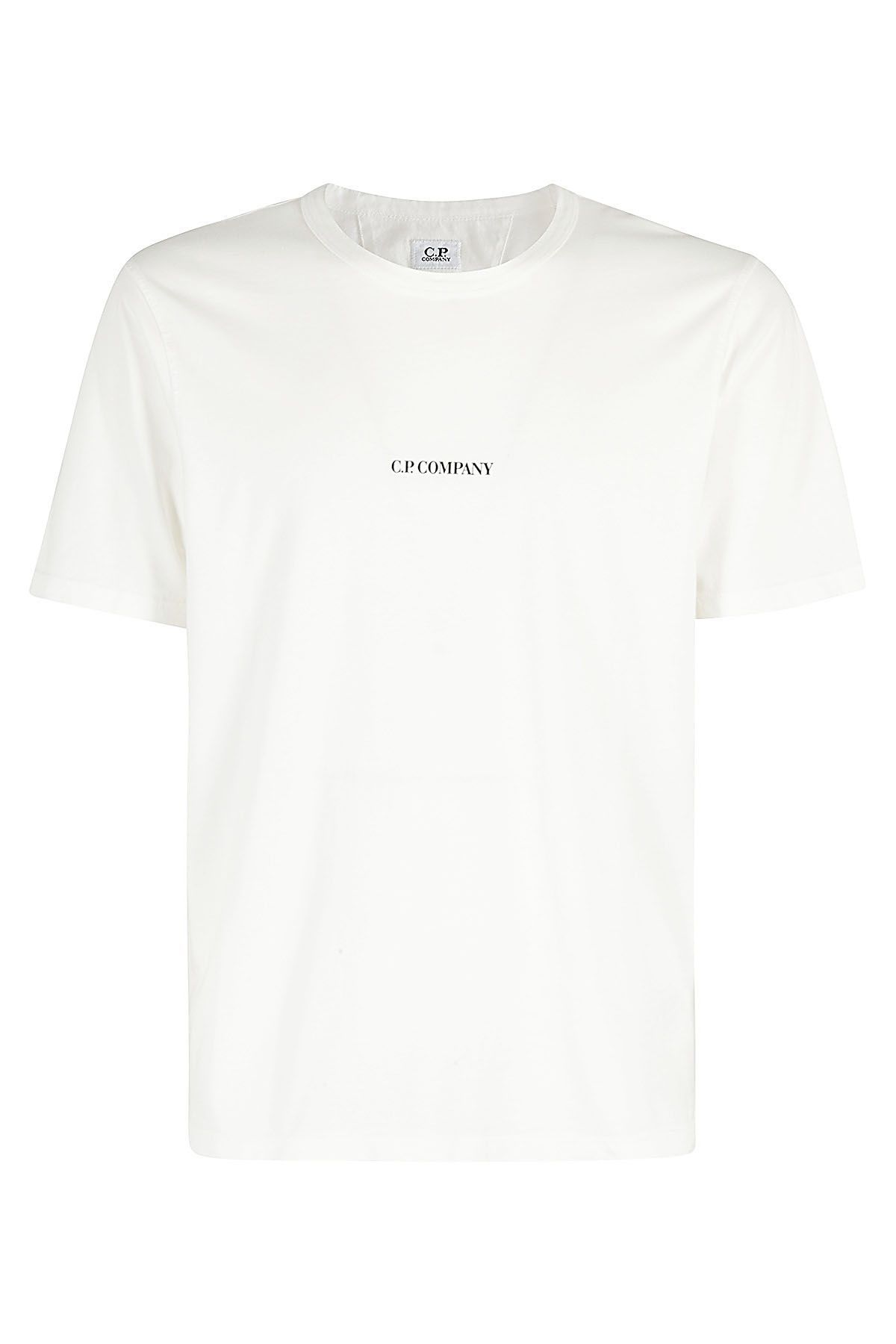 CP COMPANY T-shirt Garment Dyed Logo Bianco shopping online