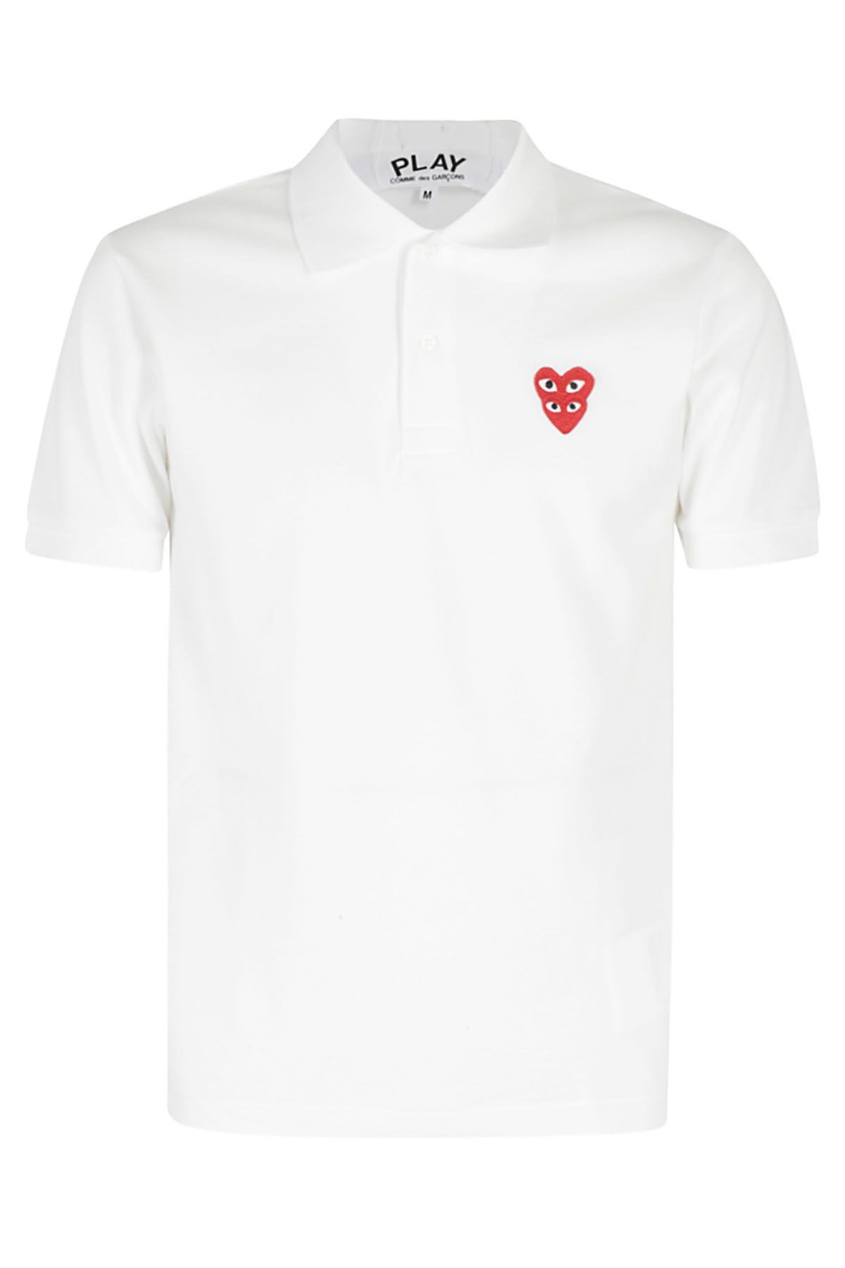 COMME DES GARCONS PLAY Polo Red Hearts Bianca shopping online