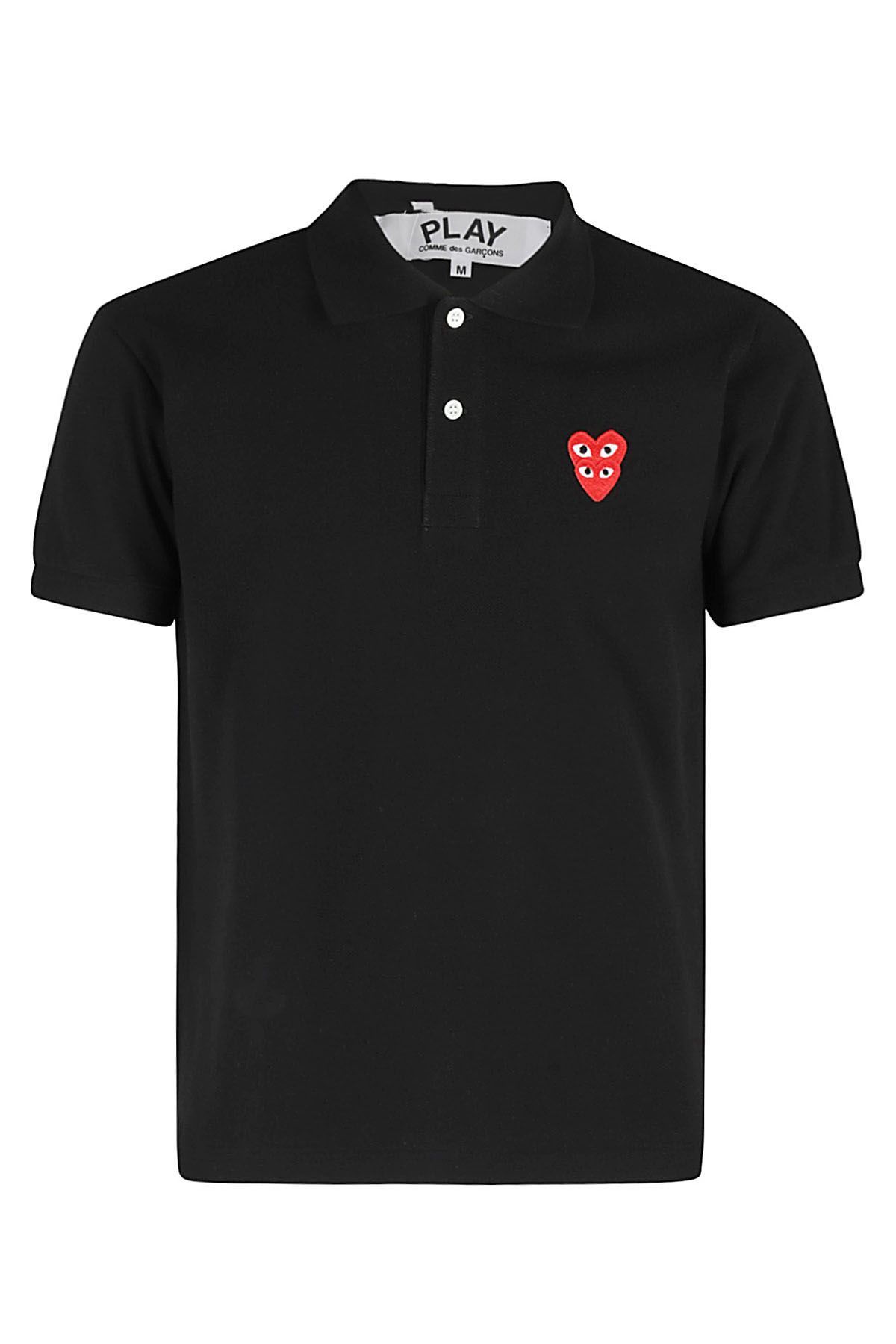 COMME DES GARCONS PLAY Polo Red Hearts Nera shopping online