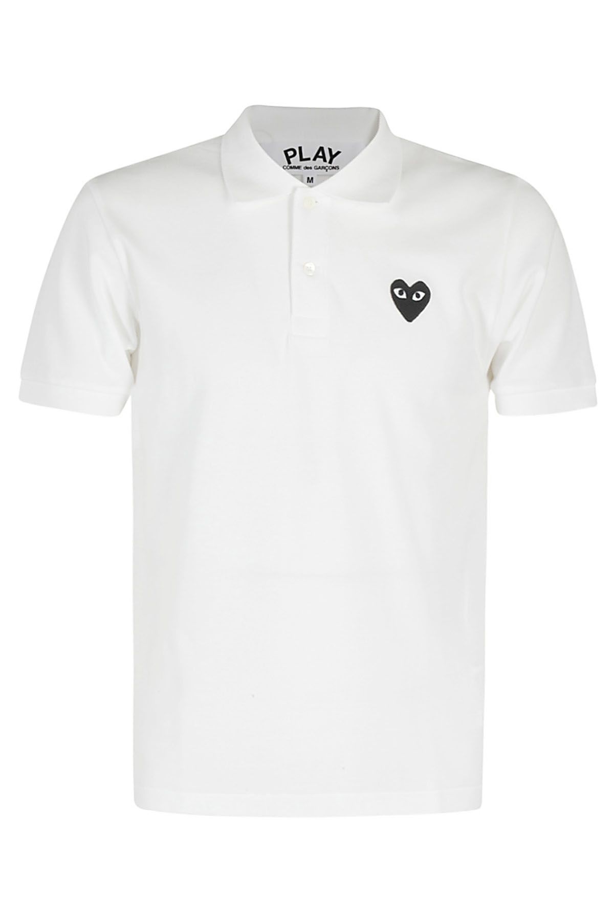 COMME DES GARCONS PLAY Polo Black Heart Bianca shopping online