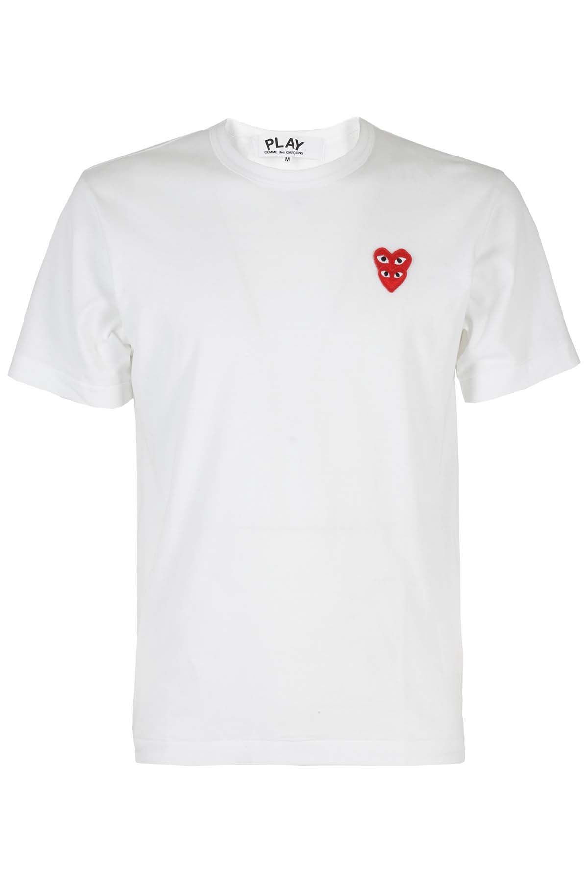 COMME DES GARCONS PLAY T-shirt Red Hearts Bianca shopping online