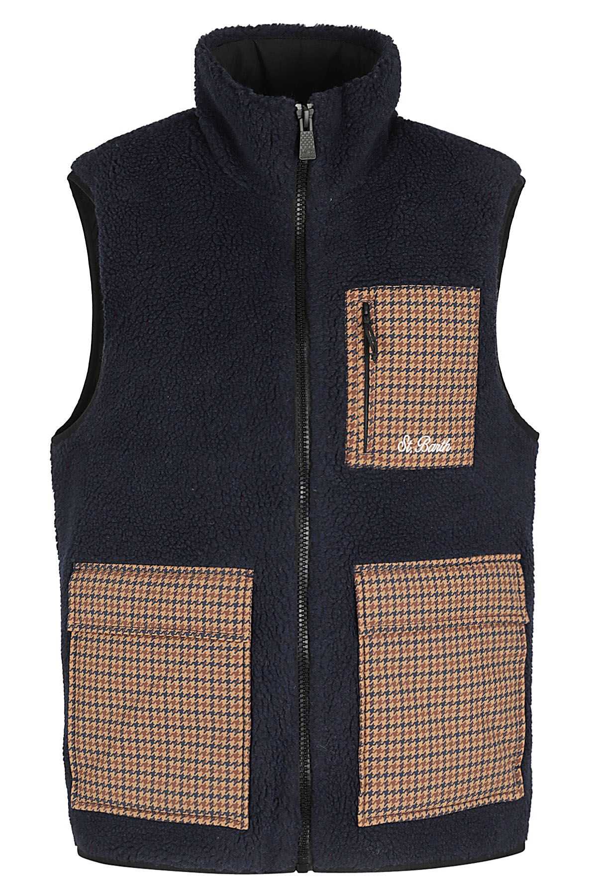 MC2 SAINT BARTH GILET SHERPA CHECK MINI BLU shopping online