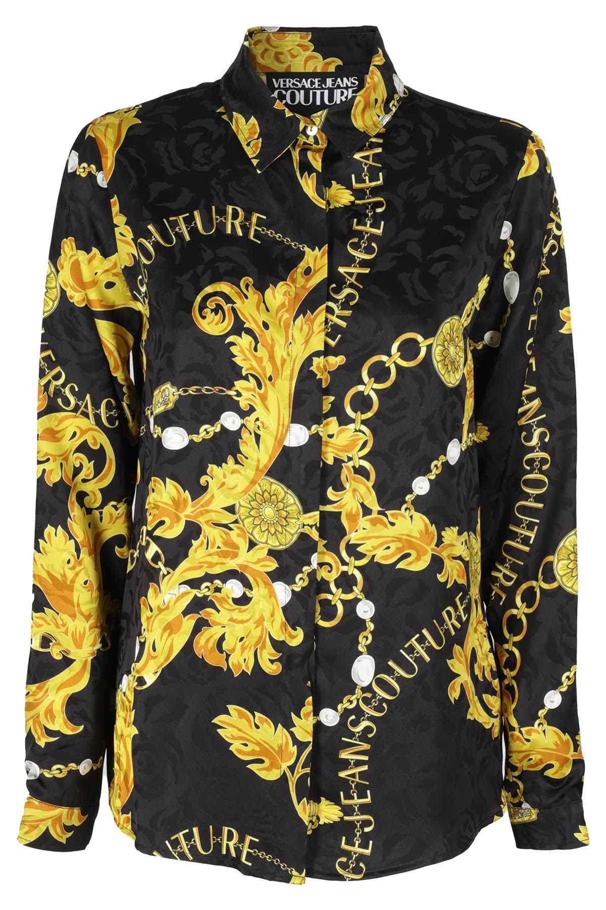 VERSACE JEANS COUTURE Camicia Jacquard Chain Oro Nero shopping online